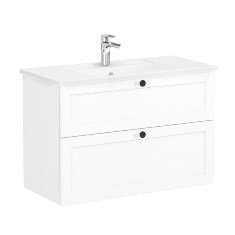 Vitra Root Classic 68876 Lavabo Dolabı, İki Çekmeceli, 100 Cm, Mat Beyaz, Köşeli Lavabolu